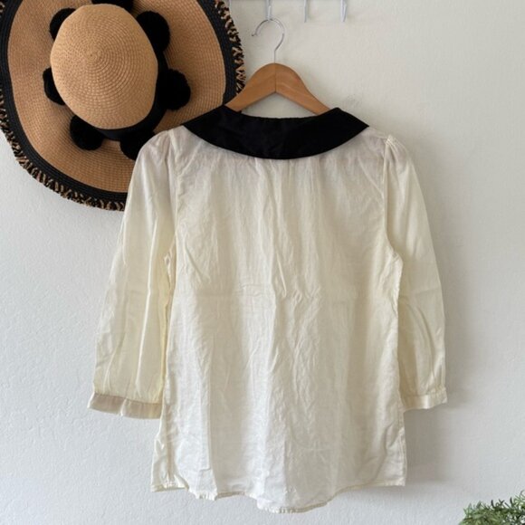 Erin Fetherston x Target Cream Cotton Blouse Peter Pan Collar Twee Y2K - Picture 5 of 14